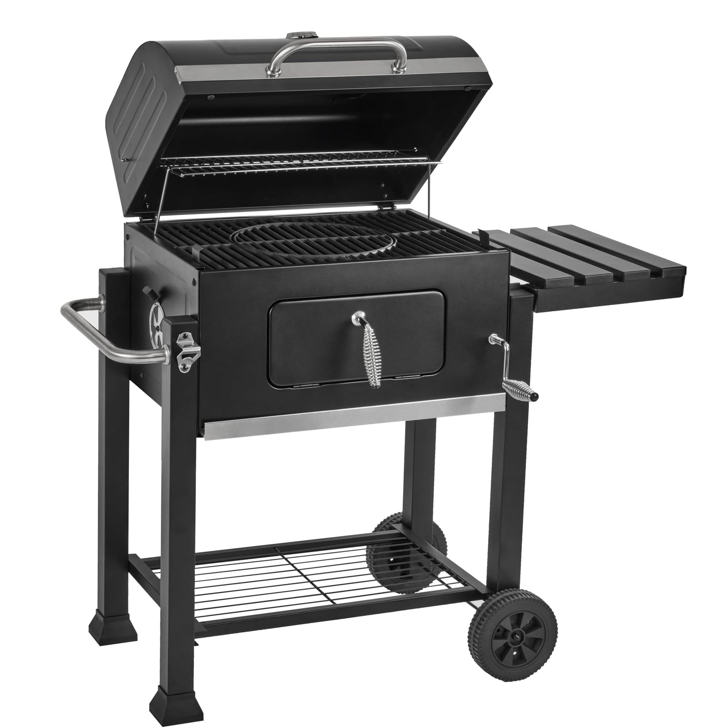 Charcoal Grills, Large Outdoor BBQ Grill Offset Smoker with Side Table Heavy Duty Outside Barbecue Grills Cooking Backyard Patio,Cast Iron Grate - CookCave