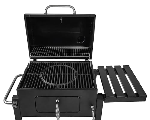 Charcoal Grills, Large Outdoor BBQ Grill Offset Smoker with Side Table Heavy Duty Outside Barbecue Grills Cooking Backyard Patio,Cast Iron Grate - CookCave