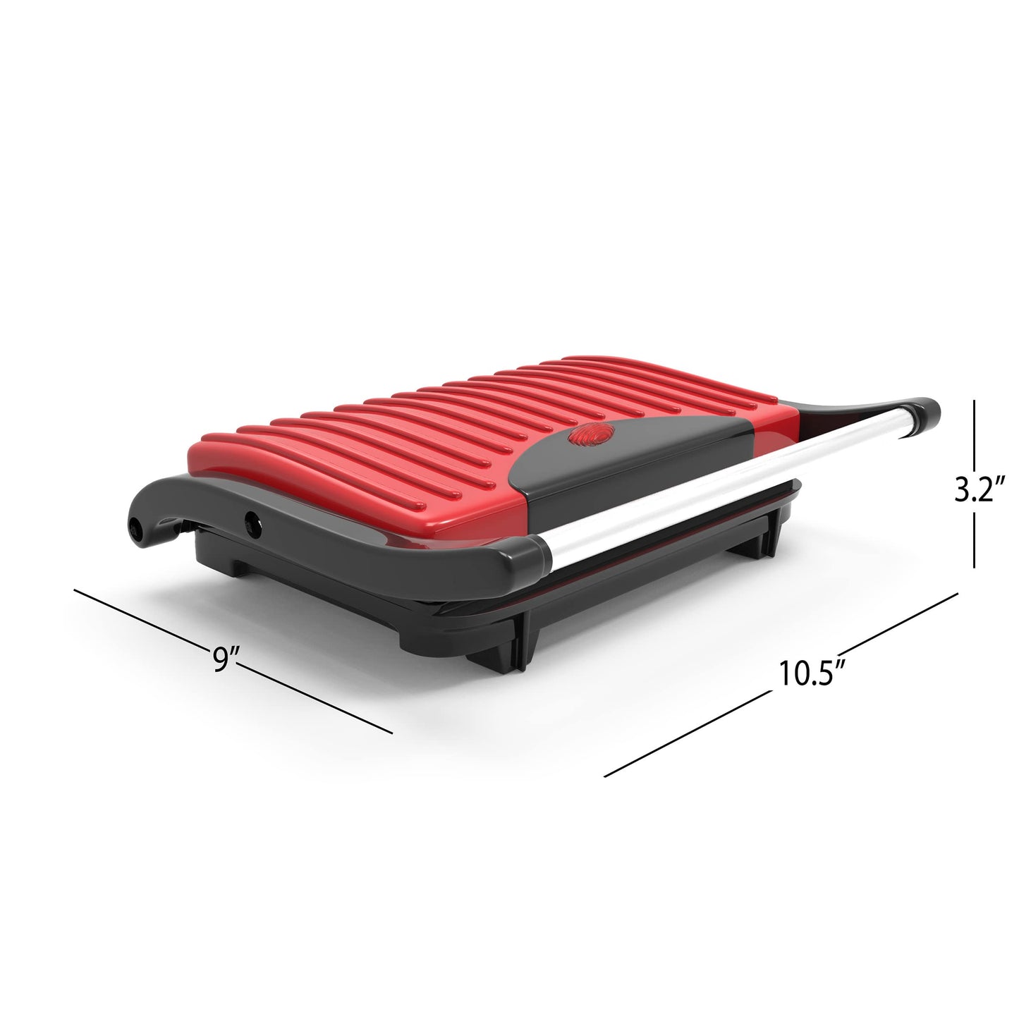 Chef Buddy Gourmet (Red) Panini Press – Sandwich Maker with Nonstick Plates – Indoor Countertop Cooking Burgers, Steak, Grilled Cheese, 9.5" x 10.5" x 3 - CookCave
