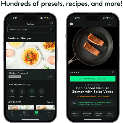 CHEF iQ Sense Smart Wireless Meat Thermometer with 3 Ultra-Thin Probes, Unlimited Range Bluetooth Meat Thermometer, Digital Food Thermometer for Remote Monitoring of BBQ Grill, Oven - CookCave