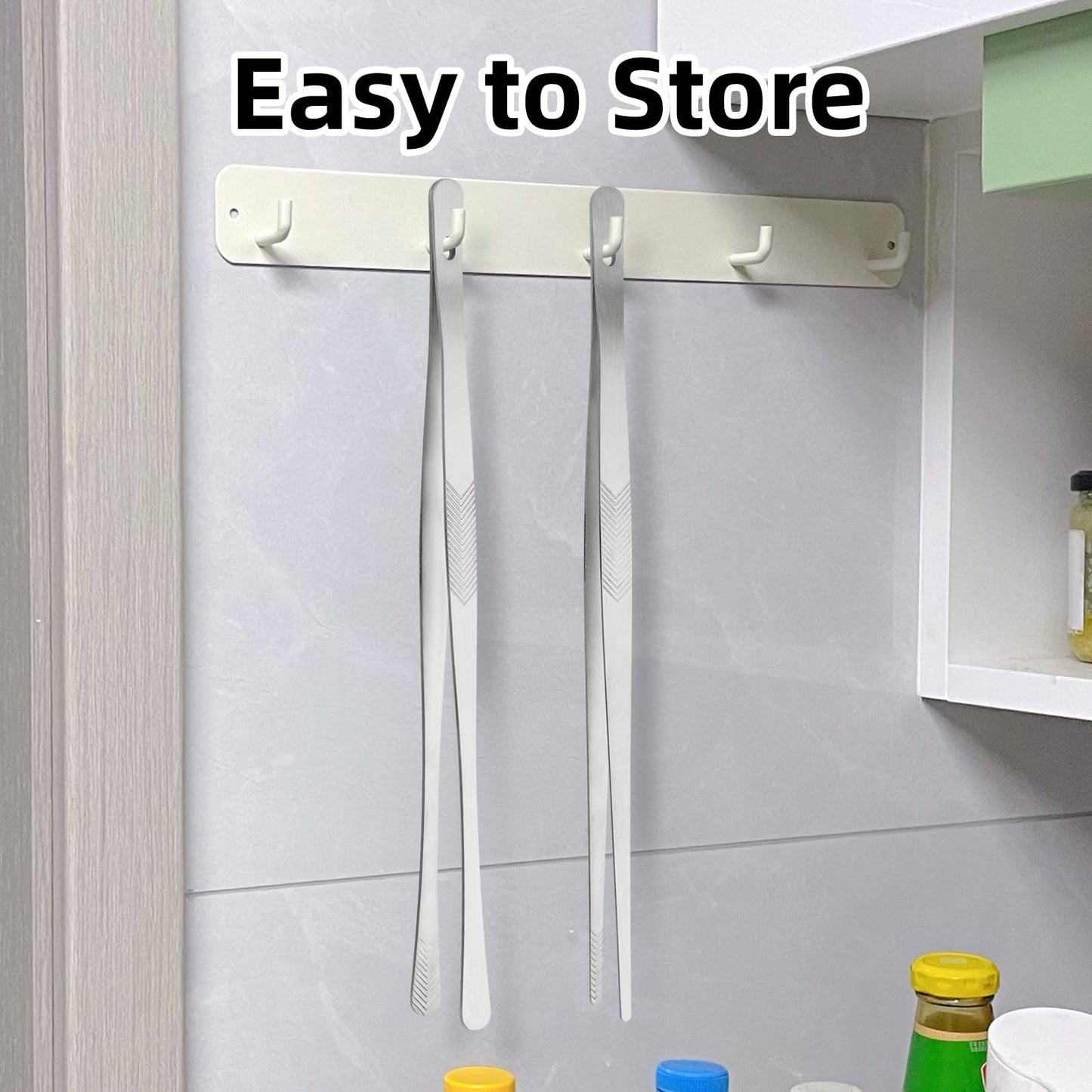 ChefBee Kitchen Cooking Tongs Tweezers - 2PCS 12" Stainless Steel Kitchen Utensils, Metal Fine Tweezers Tongs with Precision Serrated Tips for Chef, Serving Food, Grill, Culinary, Pasta, Salad, BBQ - CookCave