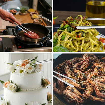 ChefBee Kitchen Cooking Tongs Tweezers - 2PCS 12" Stainless Steel Kitchen Utensils, Metal Fine Tweezers Tongs with Precision Serrated Tips for Chef, Serving Food, Grill, Culinary, Pasta, Salad, BBQ - CookCave