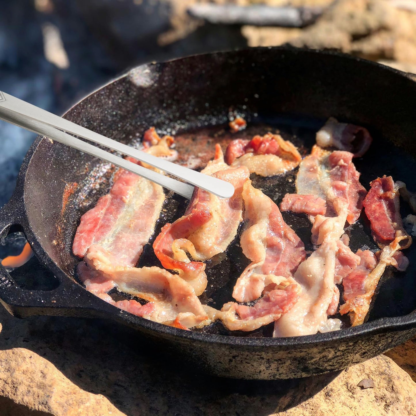 ChefBee Kitchen Cooking Tongs Tweezers - 2PCS 12" Stainless Steel Kitchen Utensils, Metal Fine Tweezers Tongs with Precision Serrated Tips for Chef, Serving Food, Grill, Culinary, Pasta, Salad, BBQ - CookCave