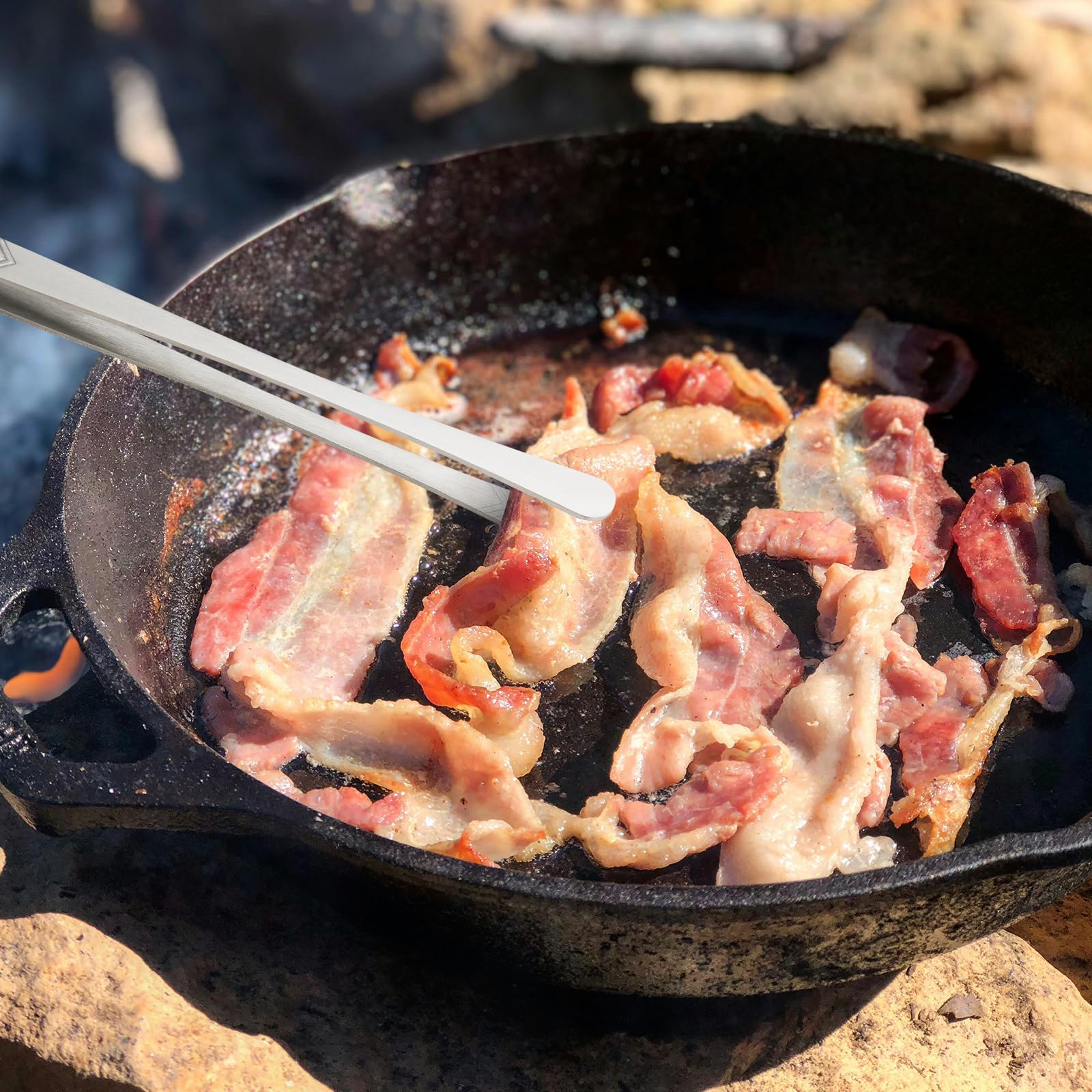 ChefBee Kitchen Cooking Tongs Tweezers - 2PCS 12" Stainless Steel Kitchen Utensils, Metal Fine Tweezers Tongs with Precision Serrated Tips for Chef, Serving Food, Grill, Culinary, Pasta, Salad, BBQ - CookCave