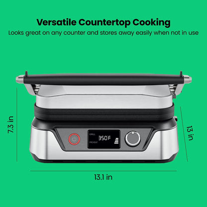 Chefman 5-in-1 Digital Panini Press Grill Sandwich Maker and Griddle Grill Combo with Removable, Reversible Dishwasher-Safe Grilling Plates, Opens 180° for Indoor BBQ /Flat Top Grill, Stainless steel - CookCave