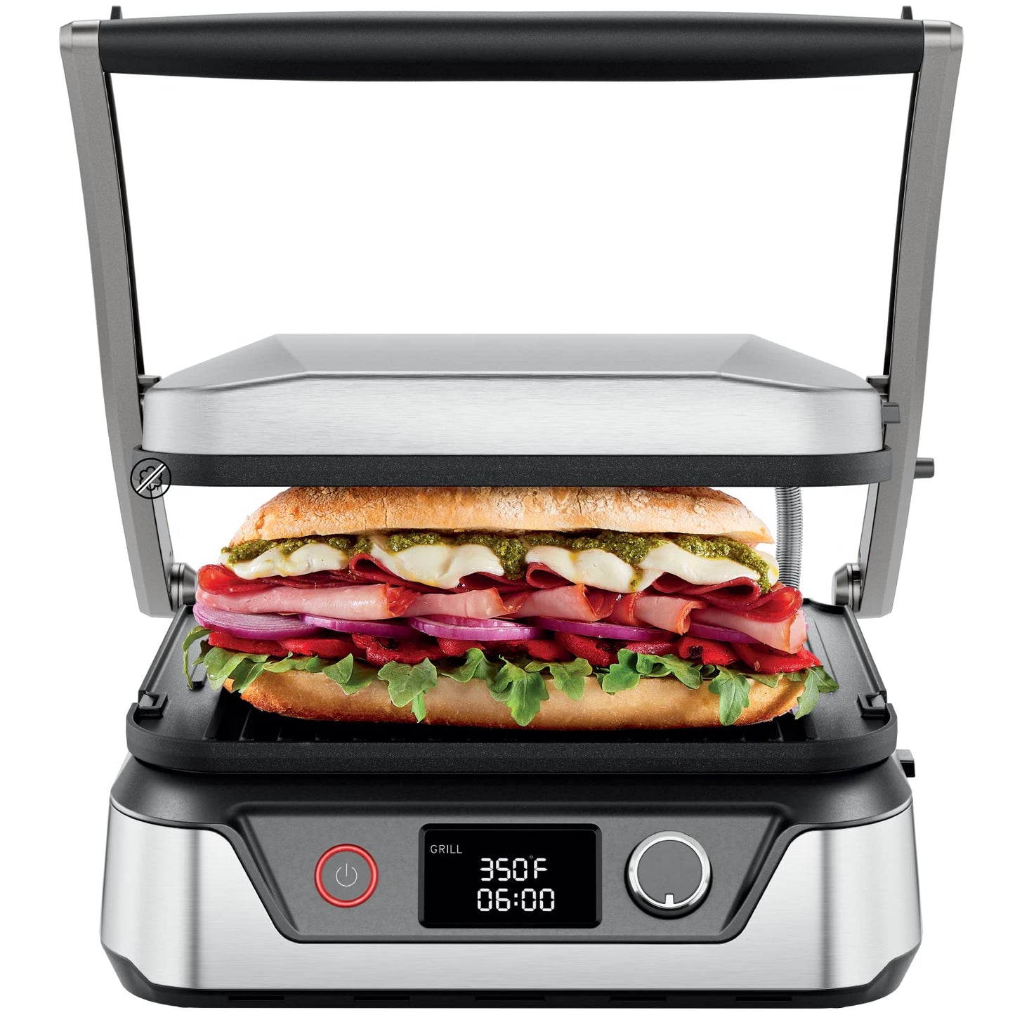 Chefman 5-in-1 Digital Panini Press Grill Sandwich Maker and Griddle Grill Combo with Removable, Reversible Dishwasher-Safe Grilling Plates, Opens 180° for Indoor BBQ /Flat Top Grill, Stainless steel - CookCave