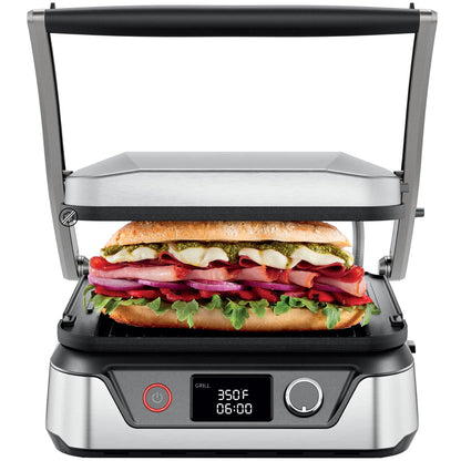 Chefman 5-in-1 Digital Panini Press Grill Sandwich Maker and Griddle Grill Combo with Removable, Reversible Dishwasher-Safe Grilling Plates, Opens 180° for Indoor BBQ /Flat Top Grill, Stainless steel - CookCave