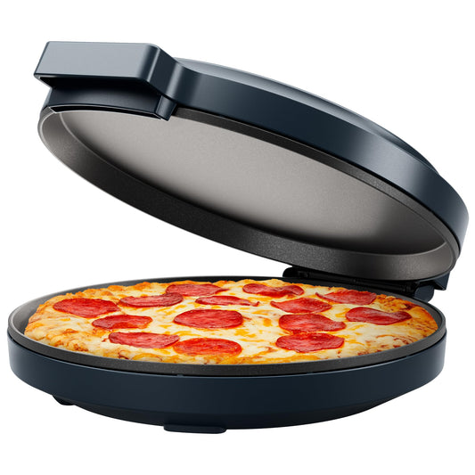 Chefman Everything Maker & Pizza Oven – 1440W Countertop Electric Pizza Maker with 12” Nonstick Cooking Plates, Plus Makes Quesadillas, Omelettes and More, with Indicator Lights and Vertical Storage - CookCave