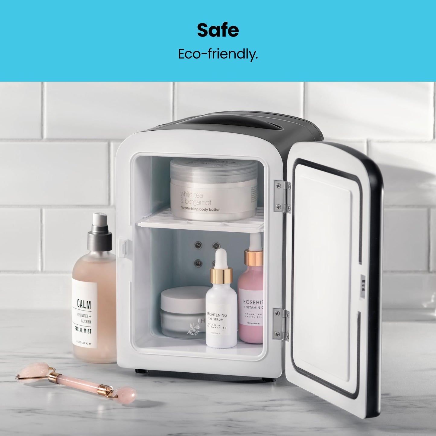 Chefman - Iceman Mini Portable Black Personal Fridge Cools Or Heats and Provides Compact Storage For Skincare, Snacks, Or 6 12oz Cans W/A Lightweight 4-liter Capacity To Take On The Go - CookCave