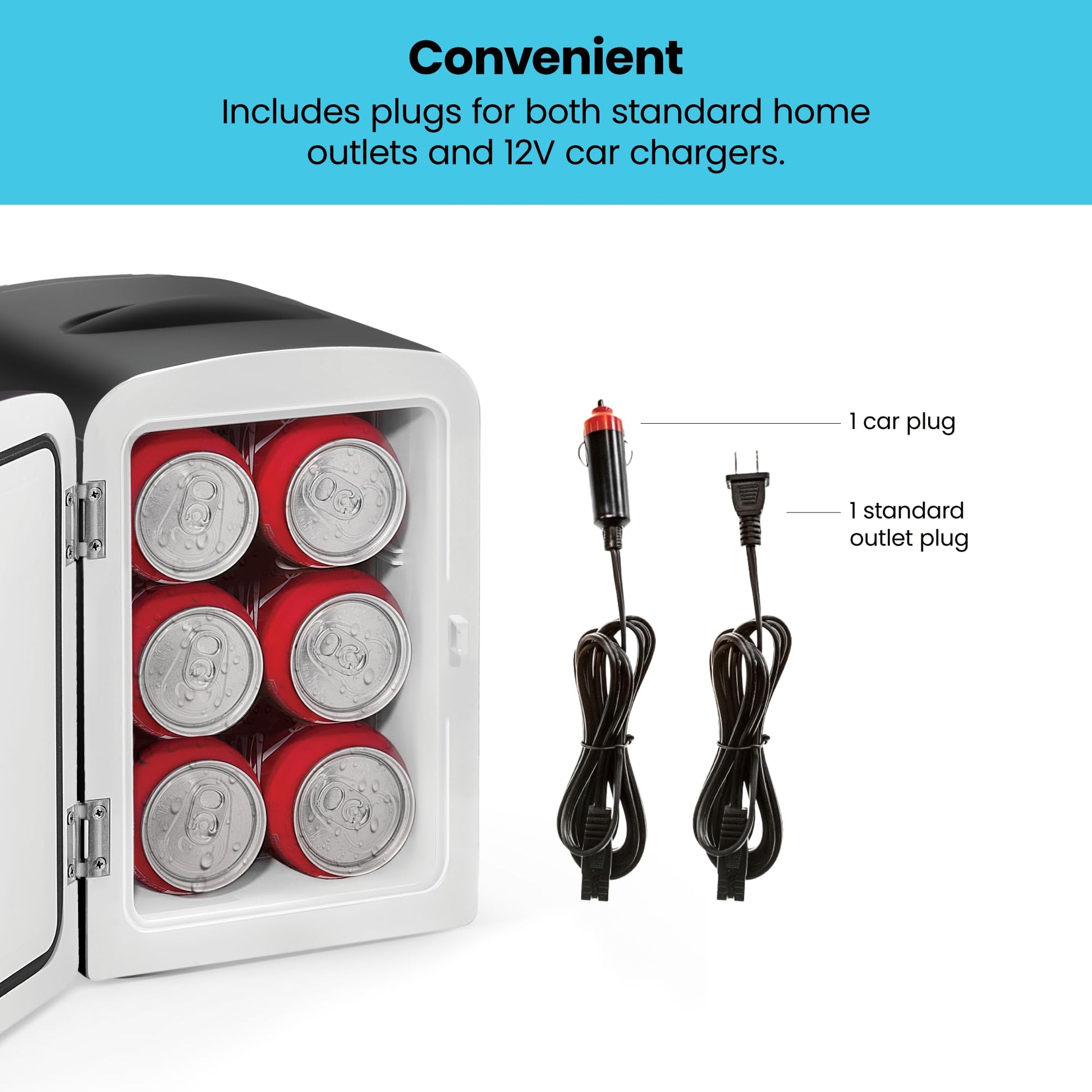 Chefman - Iceman Mini Portable Black Personal Fridge Cools Or Heats and Provides Compact Storage For Skincare, Snacks, Or 6 12oz Cans W/A Lightweight 4-liter Capacity To Take On The Go - CookCave