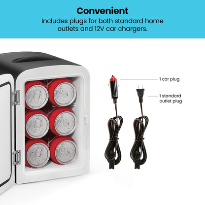 Chefman - Iceman Mini Portable Black Personal Fridge Cools Or Heats and Provides Compact Storage For Skincare, Snacks, Or 6 12oz Cans W/A Lightweight 4-liter Capacity To Take On The Go - CookCave