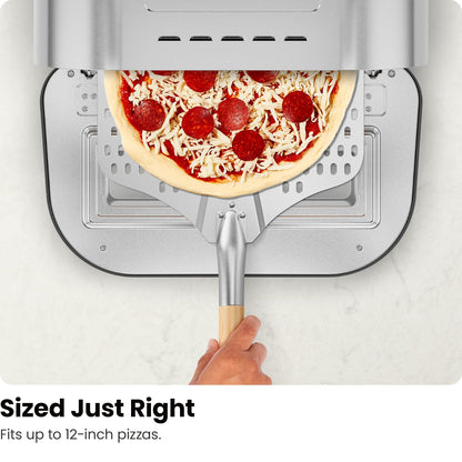 CHEFMAN Indoor Pizza Oven - Makes 12 Inch Pizzas in Minutes, Heats up to 800°F - Countertop Electric Pizza Maker with 5 Touchscreen Presets, Pizza Stone and Peel Included - Stainless Steel - CookCave