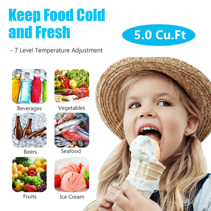 Chest Freezer 5.0 Cu.Ft Small Deep Freezer Black Top Door Mini Freezer with Removable Basket, Low Noise, 7 Adjustable Temperature and Energy Saving Perfect for Home Garage Basement Dorm or Apartment - CookCave