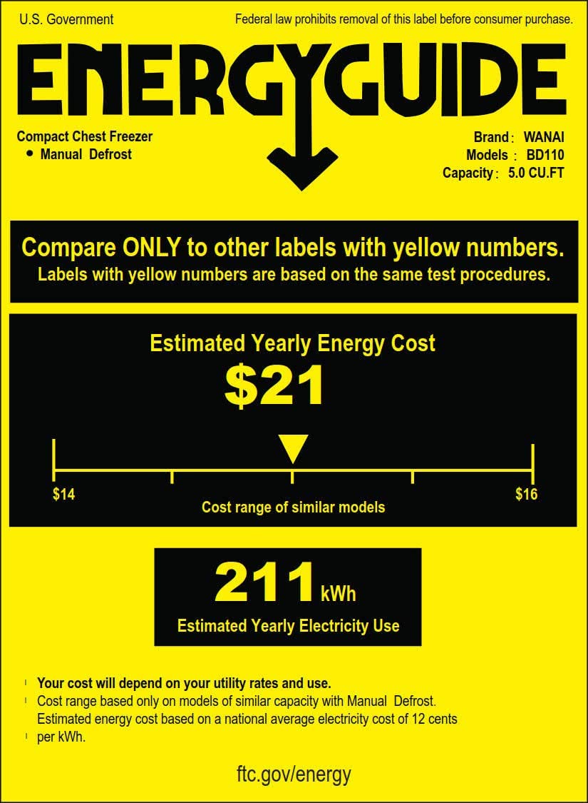 Chest Freezer 5.0 Cu.Ft Small Deep Freezer Black Top Door Mini Freezer with Removable Basket, Low Noise, 7 Adjustable Temperature and Energy Saving Perfect for Home Garage Basement Dorm or Apartment - CookCave