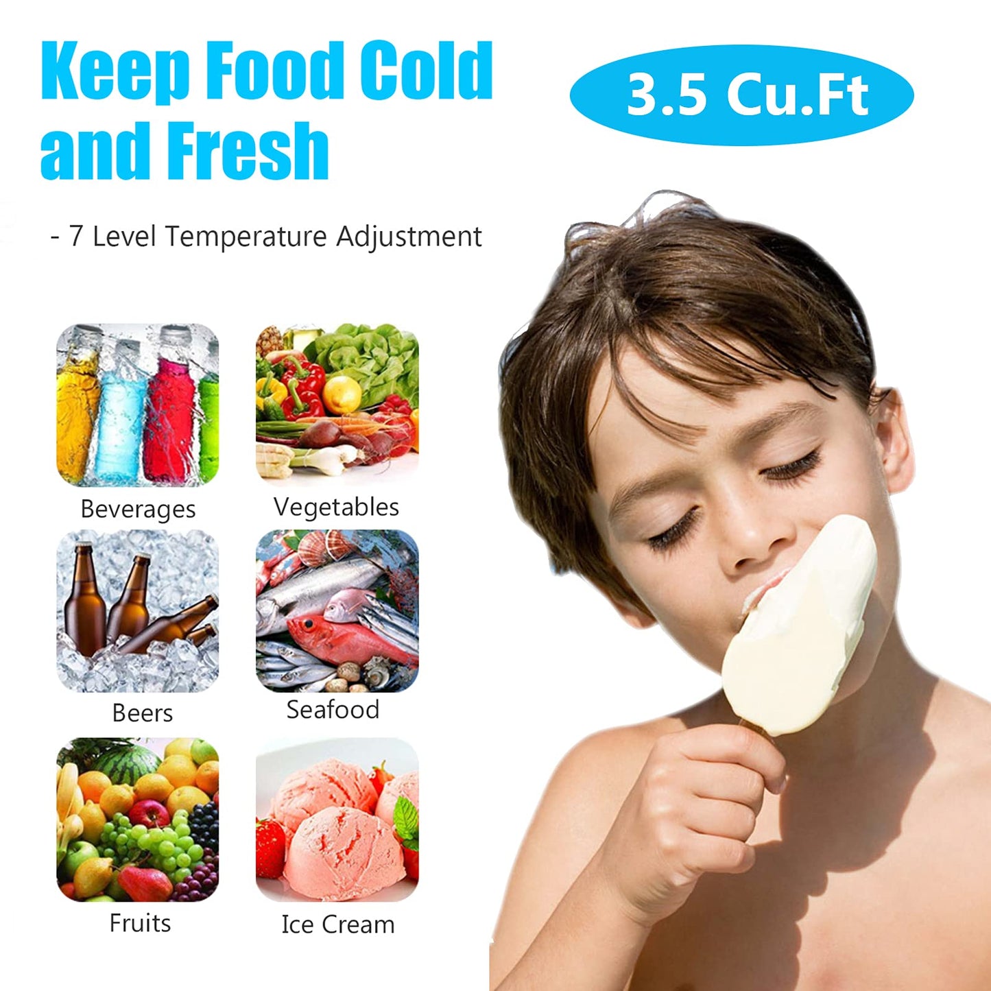 Chest Freezer Small Deep Freezer 3.5 Cu.Ft Mini White Free-Standing Top Door Freezer Adjustable 7 Thermostat and Removable Basket Open Deep Freezer Energy Saving Apartment Kitchen Business - CookCave