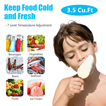 Chest Freezer Small Deep Freezer 3.5 Cu.Ft Mini White Free-Standing Top Door Freezer Adjustable 7 Thermostat and Removable Basket Open Deep Freezer Energy Saving Apartment Kitchen Business - CookCave