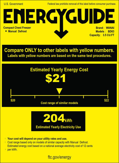 Chest Freezer Small Deep Freezer 3.5 Cu.Ft Mini White Free-Standing Top Door Freezer Adjustable 7 Thermostat and Removable Basket Open Deep Freezer Energy Saving Apartment Kitchen Business - CookCave