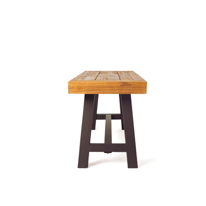 Christopher Knight Home Carlisle Outdoor Acacia Wood and Rustic Metal Bench, Sandblast Finish / Rustic Metal 14. 75 x 63 x 17. 50 inches - CookCave