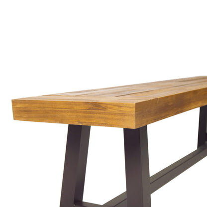 Christopher Knight Home Carlisle Outdoor Acacia Wood and Rustic Metal Bench, Sandblast Finish / Rustic Metal 14. 75 x 63 x 17. 50 inches - CookCave