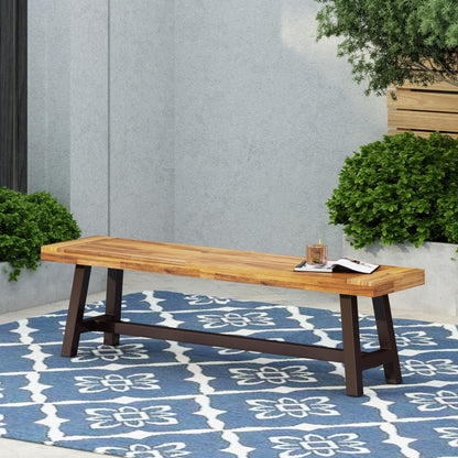 Christopher Knight Home Carlisle Outdoor Acacia Wood and Rustic Metal Bench, Sandblast Finish / Rustic Metal 14. 75 x 63 x 17. 50 inches - CookCave