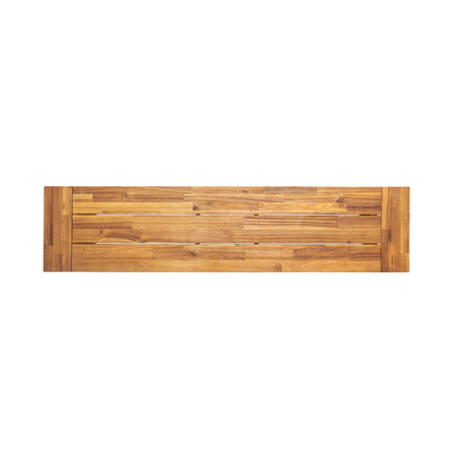 Christopher Knight Home Carlisle Outdoor Acacia Wood and Rustic Metal Bench, Sandblast Finish / Rustic Metal 14. 75 x 63 x 17. 50 inches - CookCave