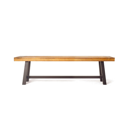 Christopher Knight Home Carlisle Outdoor Acacia Wood and Rustic Metal Bench, Sandblast Finish / Rustic Metal 14. 75 x 63 x 17. 50 inches - CookCave