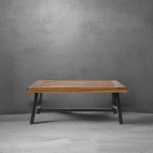 Christopher Knight Home Carlisle Outdoor Acacia Wood Coffee Table, Sandblast/Rustic Metal - CookCave