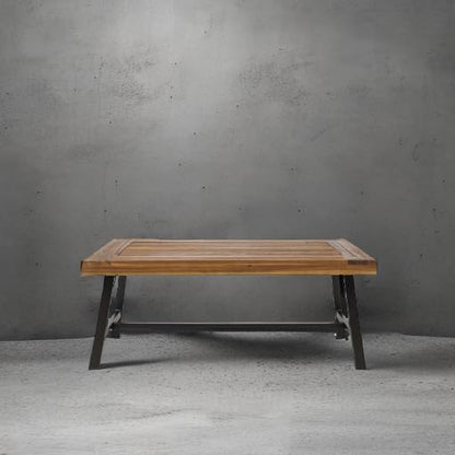 Christopher Knight Home Carlisle Outdoor Acacia Wood Coffee Table, Sandblast/Rustic Metal - CookCave