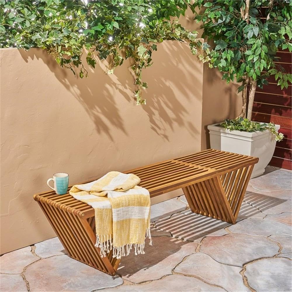 Christopher Knight Home Esme Outdoor Acacia Wood Bench, Teak Finish - CookCave