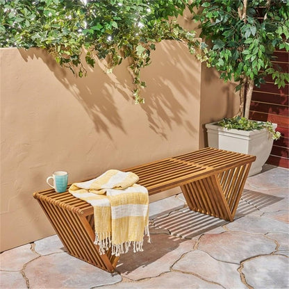 Christopher Knight Home Esme Outdoor Acacia Wood Bench, Teak Finish - CookCave