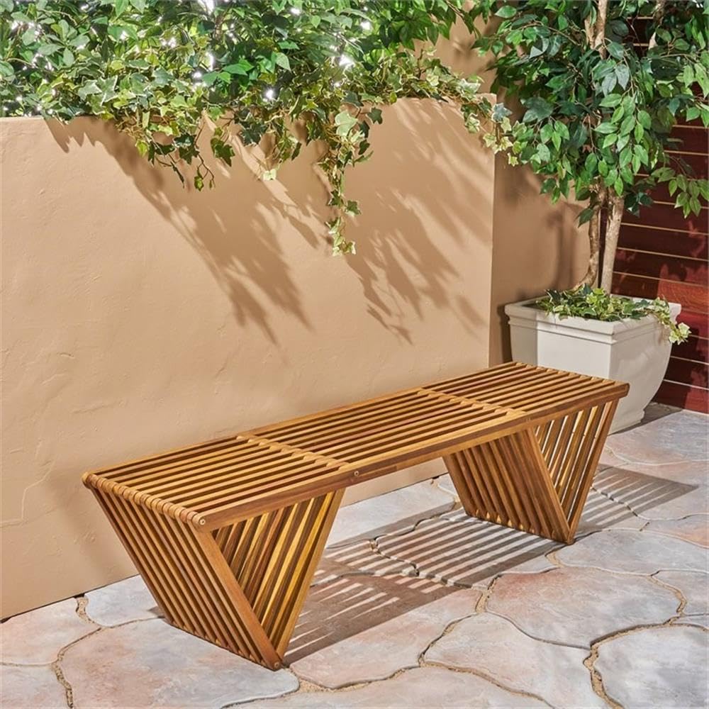 Christopher Knight Home Esme Outdoor Acacia Wood Bench, Teak Finish - CookCave