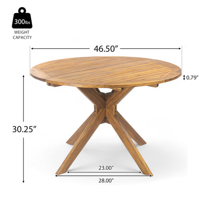 Christopher Knight Home Stamford Outdoor Acacia Wood Round Dining Table, Teak Finish - CookCave
