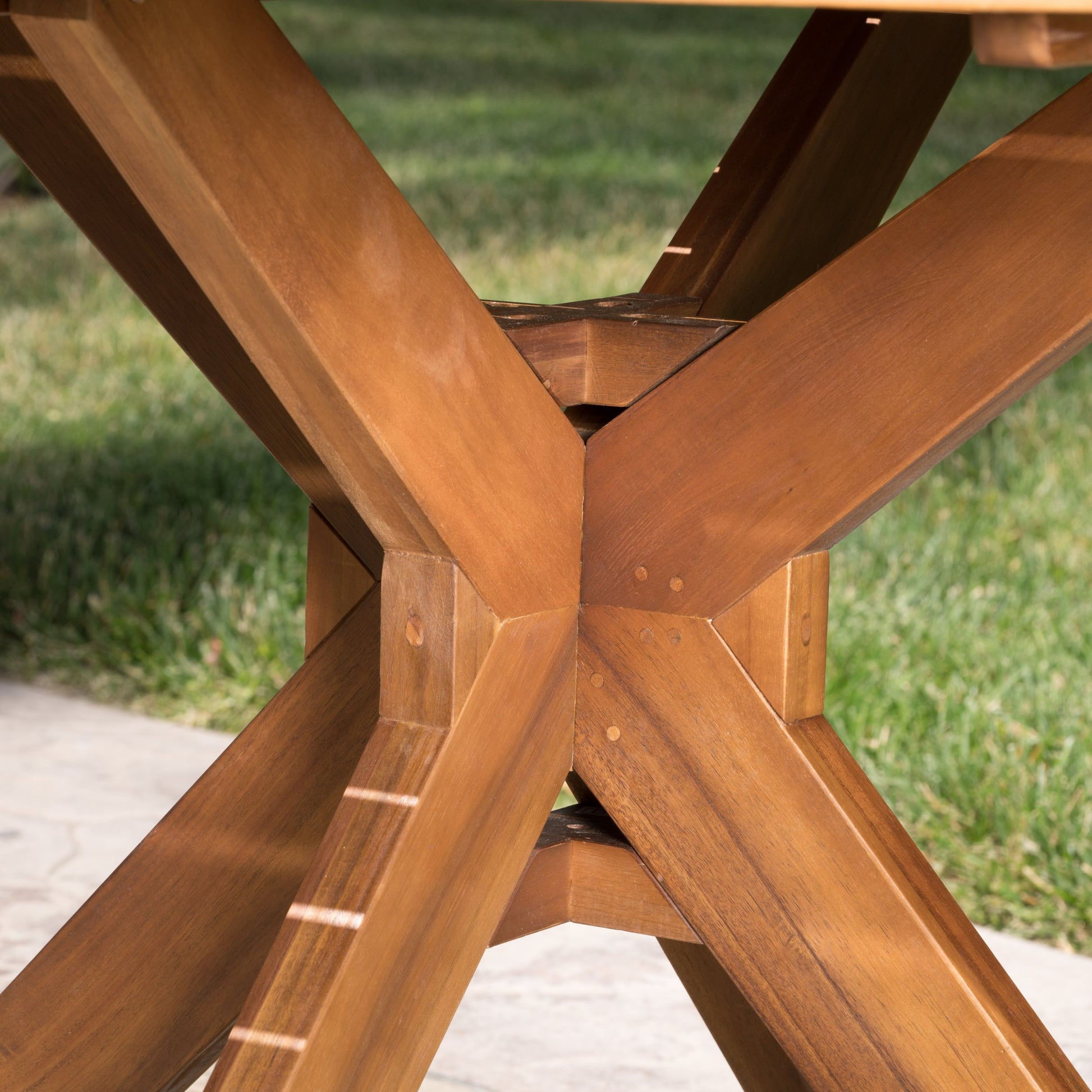 Christopher Knight Home Stamford Outdoor Acacia Wood Round Dining Table, Teak Finish - CookCave
