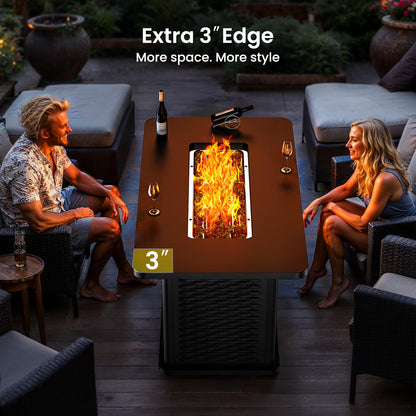 Ciays 43-Inch Rectangular Propane Fire Pit with 60,000 BTU Output, Gas Fire Pit with Cover and Rocks, Fire Pit Table CSA-Certified 2 in 1 Table Gatherings Parties with 304 Stainless Steel H-Burner - CookCave