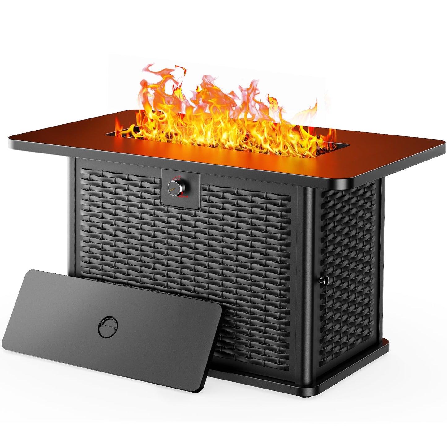 Ciays 43-Inch Rectangular Propane Fire Pit with 60,000 BTU Output, Gas Fire Pit with Cover and Rocks, Fire Pit Table CSA-Certified 2 in 1 Table Gatherings Parties with 304 Stainless Steel H-Burner - CookCave