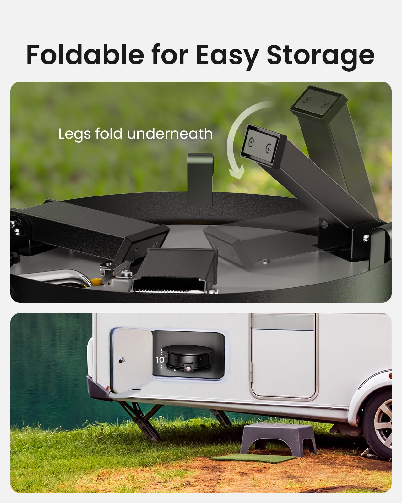 Ciays Large Propane Fire Pit 24 Inch, Gas Fire Pit with Grill Grate, Folding Legs, Hose Hooks, Propane Tank Holder, Cover & Carry Strap, CSA Certified Portable Outdoor Fire Pit for Camping, 58,000 BTU - CookCave
