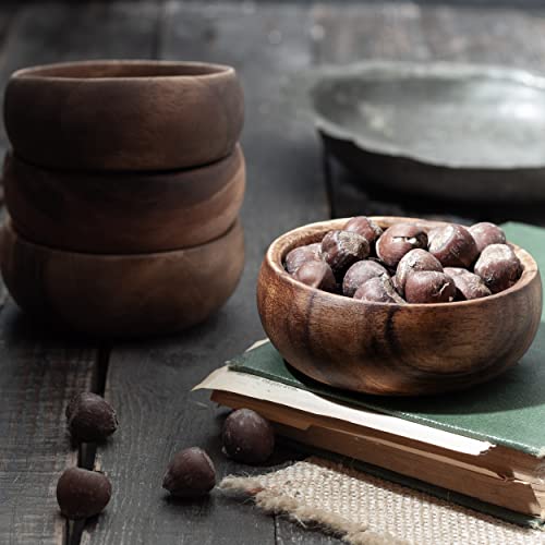 cintika Set of 4 Round Wooden Bowl Set. 4 inch Handmade Calabash Bowl, Small Wooden Bowl Set, Nuts and Small Snacks Serving Bowls, Sauce Bowl, Dipping Bowl 4x1 wooden bowls - CookCave