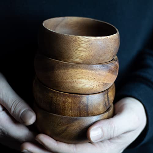 cintika Set of 4 Round Wooden Bowl Set. 4 inch Handmade Calabash Bowl, Small Wooden Bowl Set, Nuts and Small Snacks Serving Bowls, Sauce Bowl, Dipping Bowl 4x1 wooden bowls - CookCave