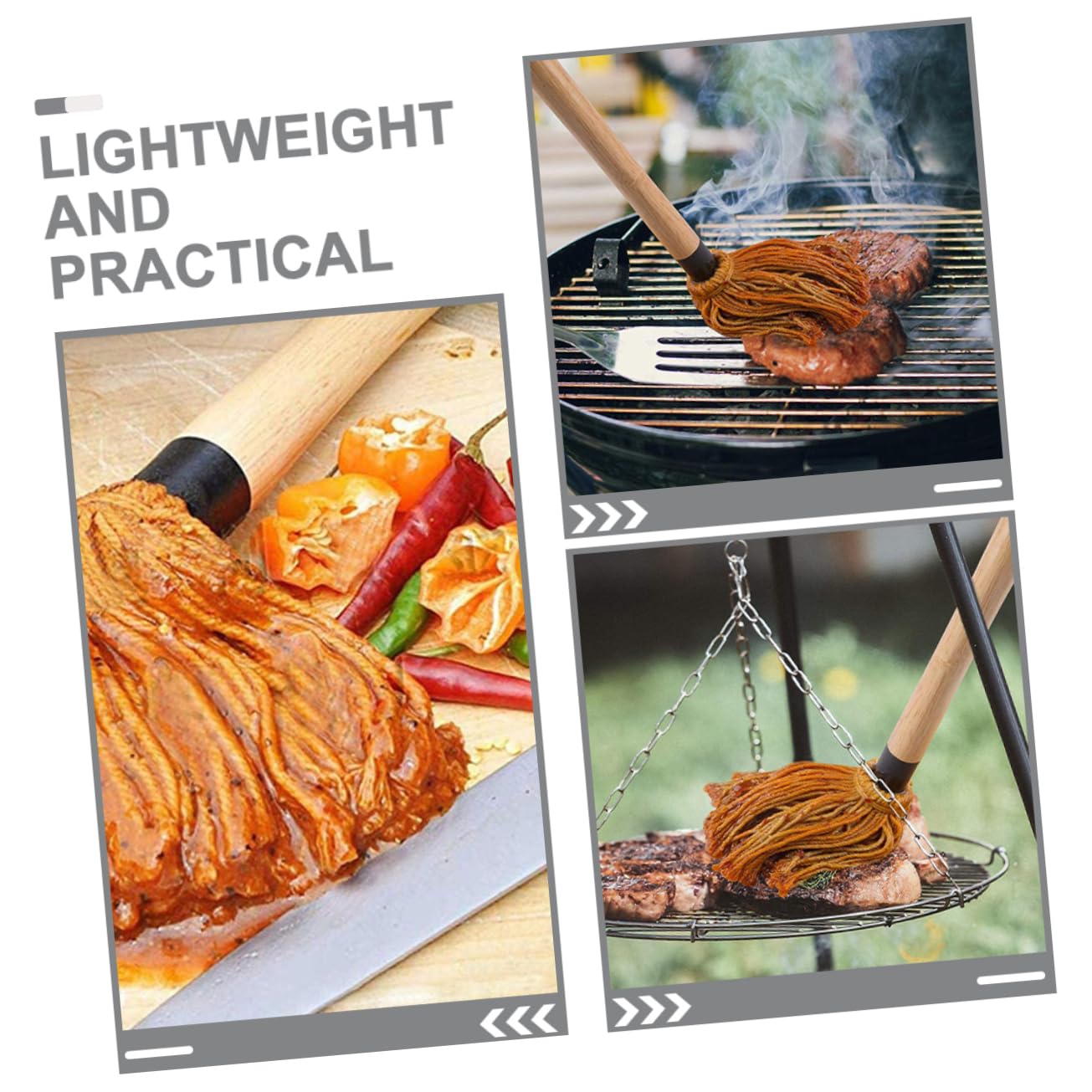 CIYODO Bbq Basting Mop Set 3 Piece Cotton Grill Brush for Bbq Sauce Oil Brush Basting Mop for Grilling - CookCave