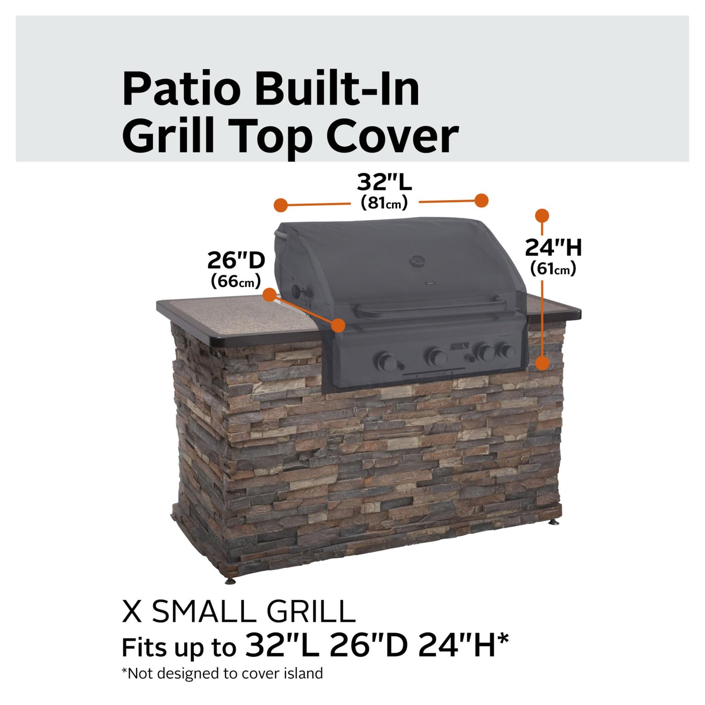 Classic Accessories Ravenna Water-Resistant 32 Inch Built-In BBQ Grill Top Cover, Black, Grill Cover, Grill Cover for Outdoor Grill, BBQ Cover - CookCave