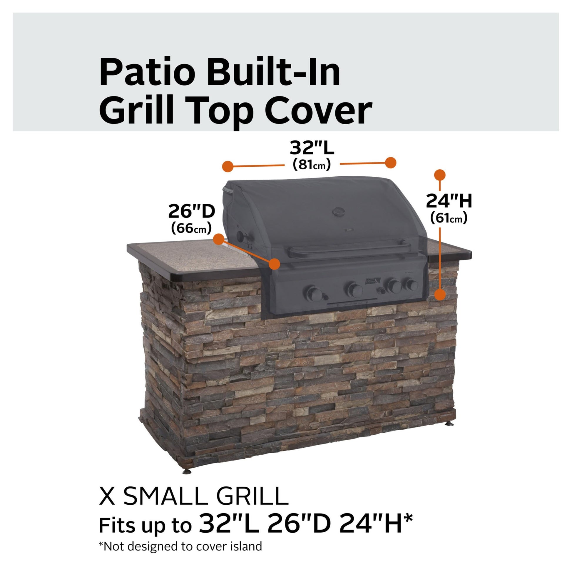 Classic Accessories Ravenna Water-Resistant 32 Inch Built-In BBQ Grill Top Cover, Black, Grill Cover, Grill Cover for Outdoor Grill, BBQ Cover - CookCave