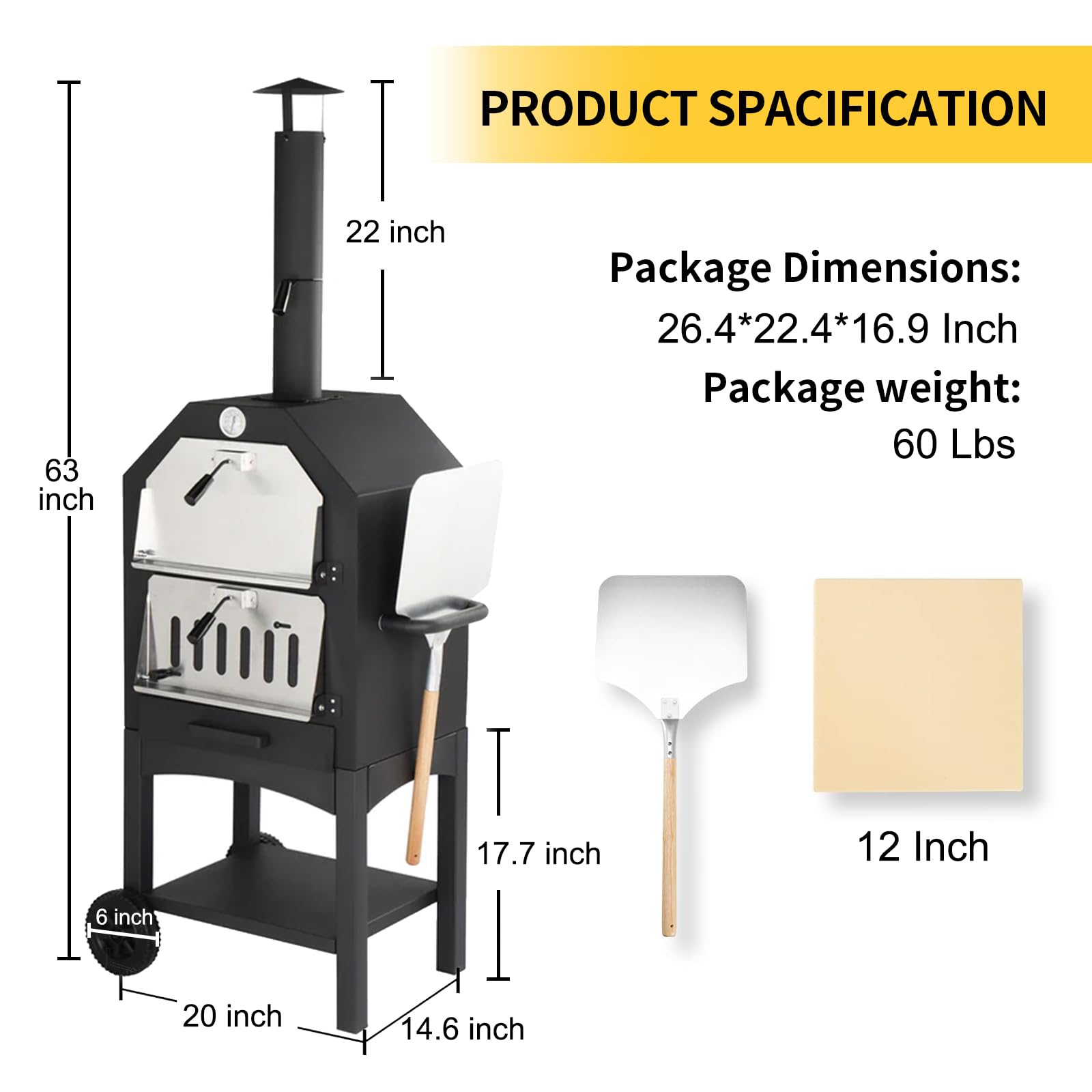 Clickoods Outdoor Pizza Oven - Wood-Fired Pizza Oven with Pizza Stone, Peel, Grill Grate & Cover – Patio Pizza Maker Perfect for Backyard BBQs, Camping - CookCave