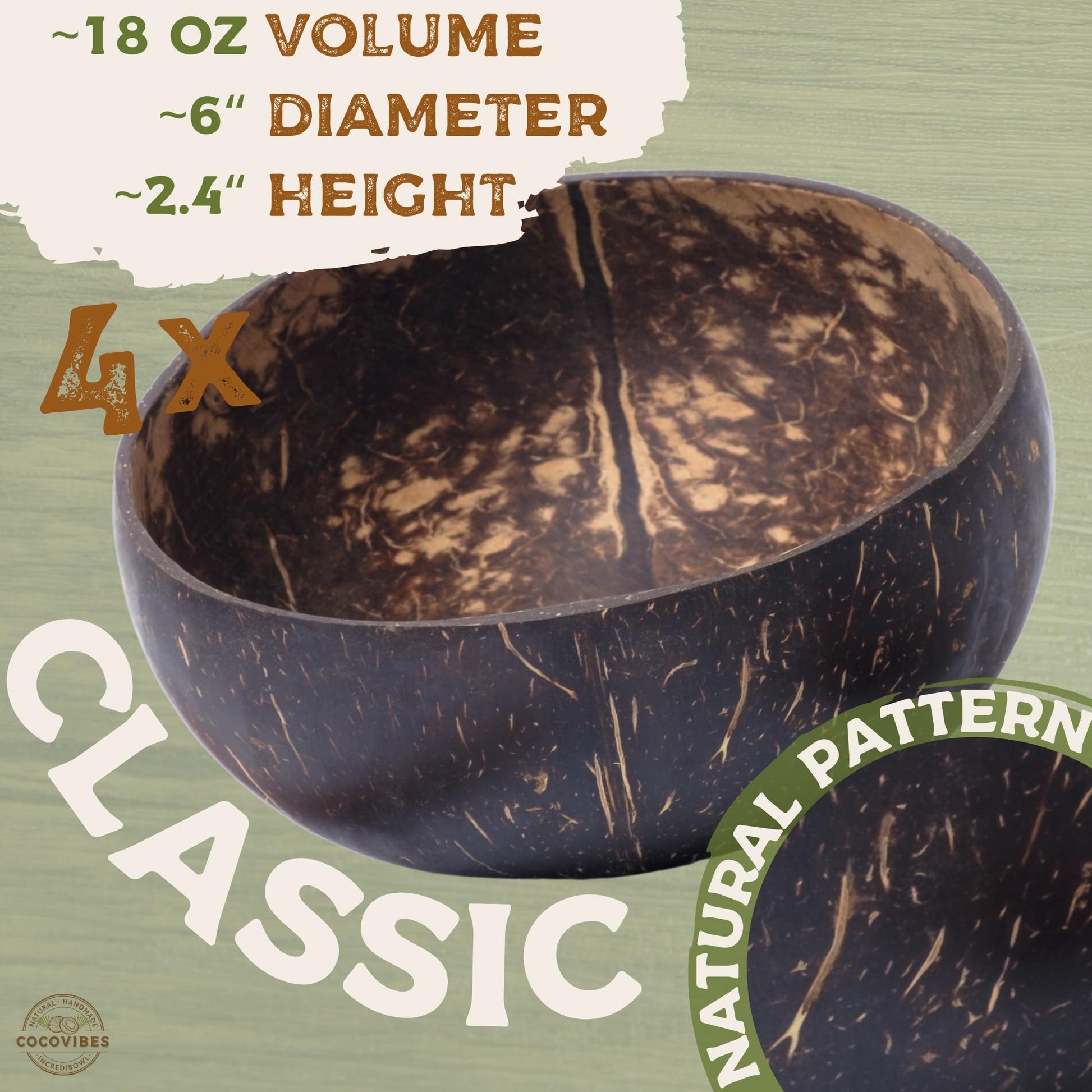 cocovibes 4 Handcrafted Wooden Bowls for Food Coconut Bowl Set with Spoons & Anti-Tip Coconut Rings perfect for Smoothie Bowls, Yogurt or Cereals - CookCave