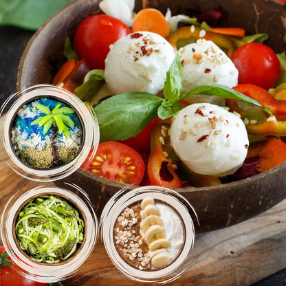 cocovibes 4 Handcrafted Wooden Bowls for Food Coconut Bowl Set with Spoons & Anti-Tip Coconut Rings perfect for Smoothie Bowls, Yogurt or Cereals - CookCave