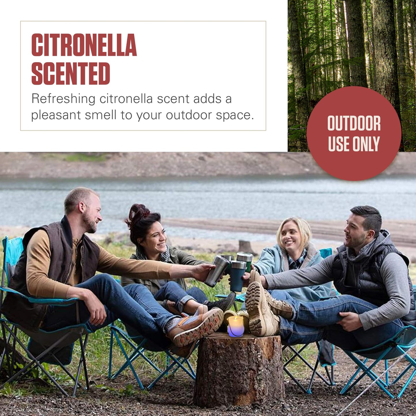 Coleman Color Changing LED Citronella Outdoor Citronella Scented Candle - 25-Hour Burn Time - Perfect for Camping, Patio Tables, Picnics and Outdoor Activities - 8 oz - CookCave