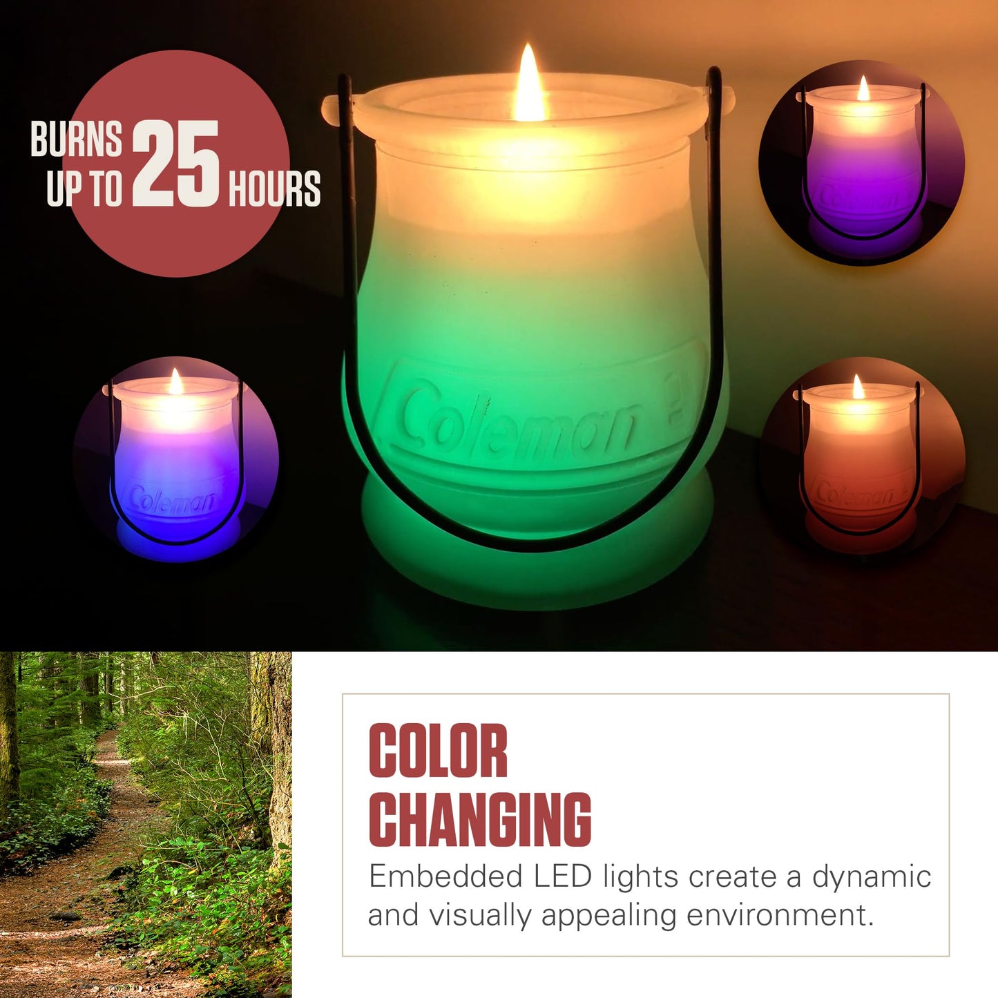 Coleman Color Changing LED Citronella Outdoor Citronella Scented Candle - 25-Hour Burn Time - Perfect for Camping, Patio Tables, Picnics and Outdoor Activities - 8 oz - CookCave