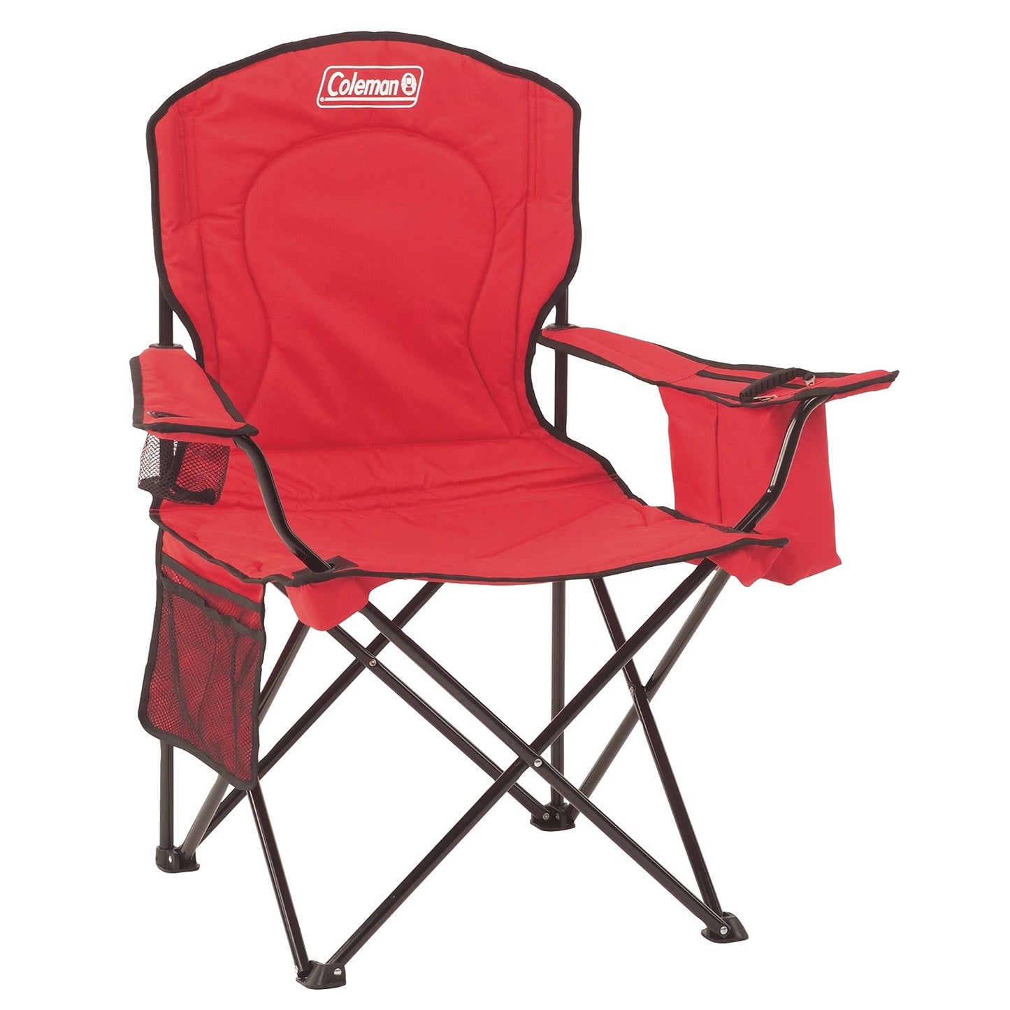 Coleman Portable Quad Camping Chair with 4-Can Cooler, Cushioned Seat & Back with Side Pockets & Cup Holder, Carry Bag Included - CookCave