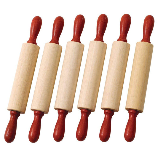 Colorations Natural Wood Rolling Pins, Set of 6, for Kids, Arts & Crafts, 7 Inches x 1 Inch (d), Class Pack, Party Pack, Dough, Clay, Sculpting, 6RP - CookCave