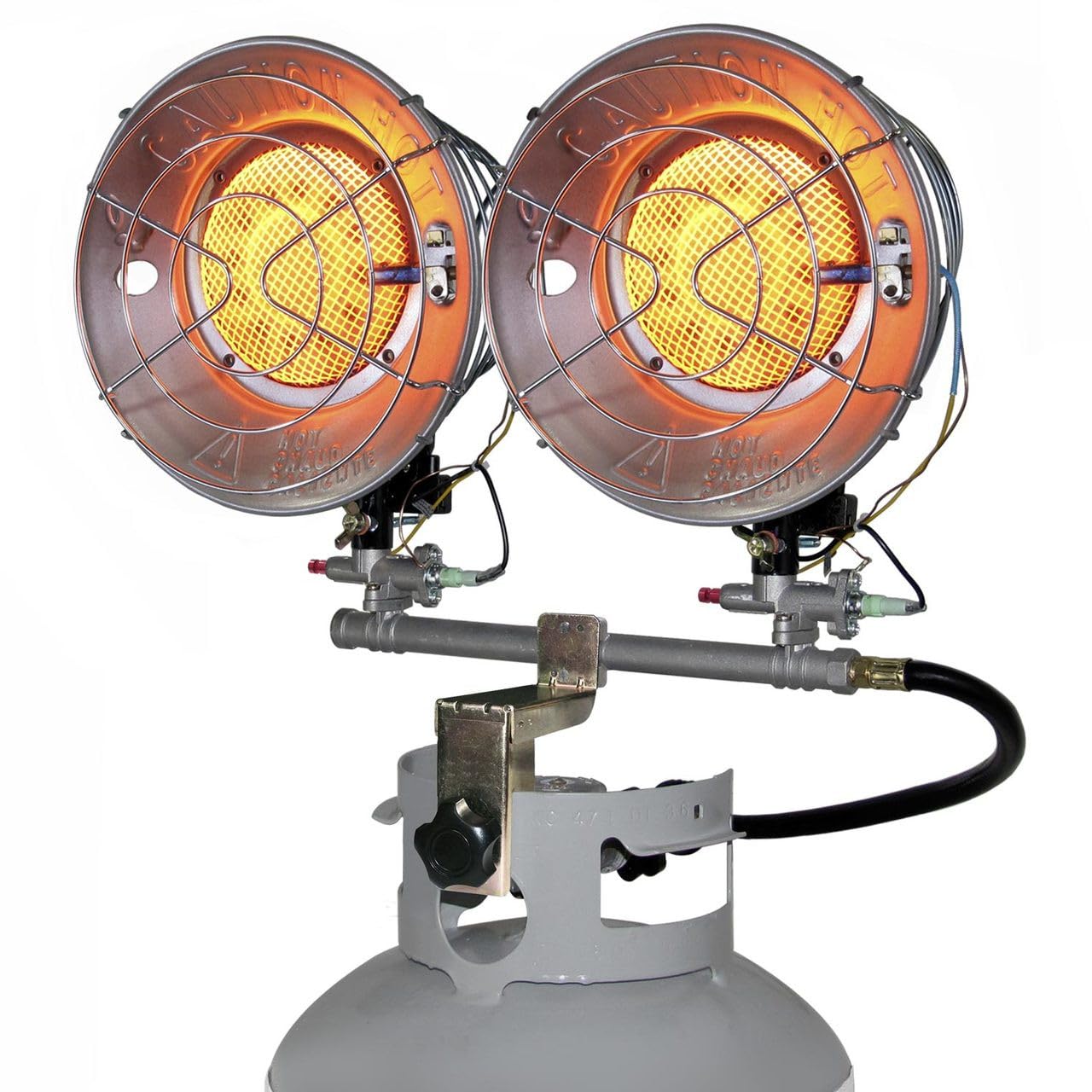 Comfort Gear Double Tank Top Portable Propane Radiant Heater, 30,000 BTUs, Instant Infrared Heat, for Jobsite/Garage/Workspace, Up to 48 Hrs on 20 lb Tank, Outdoor Use Only - CookCave