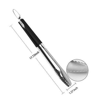 Commercial Grade Barbecue Tongs Stainless Steel 18-Inch Extra Long Heavy Duty Barbecue Tongs, Heat Resistant Handles for BBQ Outdoor Kitchen and Camping Cooking Grilling Food - CookCave
